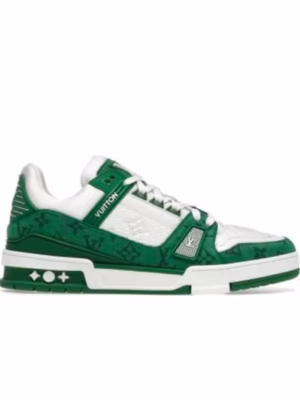 Louis Vuitton Trainer – Green Monogram Denim White